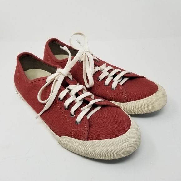 Seavees Monterey Sneakers Standard Red Ochre Lace Up Canvas Womens Size 10 Shoes - Picture 2 of 12